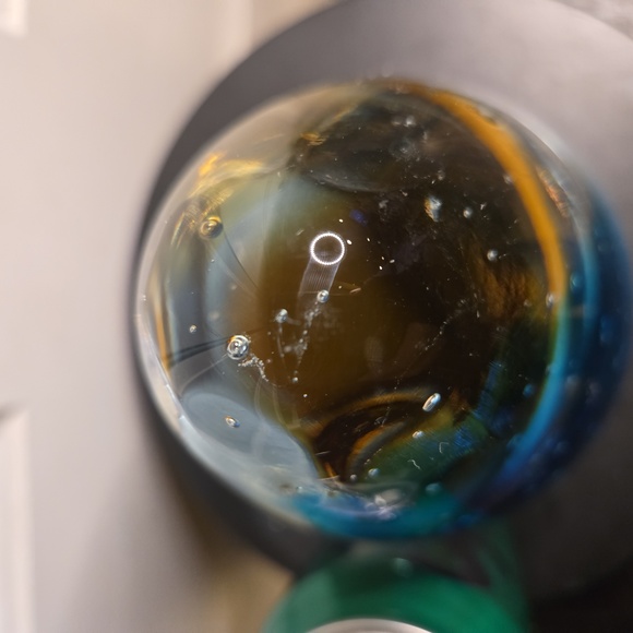 Blue and Amber Glass Art Magnum Paperweight Sculpture - Picture 3 of 9